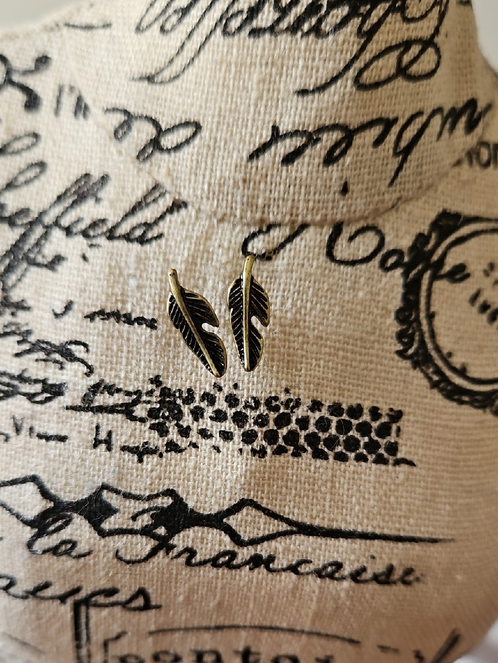 Metal Feather Post Earrings 1/2" Long